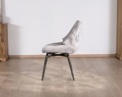 Lot de 2 chaises de repas design et enveloppantes en tissu gris clair 