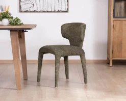 Lot de 2 chaises de repas habillage intégral esprit design “Milano” en tissu chiné vert kaki