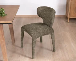 Lot de 2 chaises de repas habillage intégral esprit design “Milano” en tissu chiné vert kaki