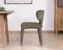 Lot de 2 chaises de repas habillage intégral esprit design “Milano” en tissu chiné vert kaki