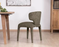 Lot de 2 chaises de repas habillage intégral esprit design “Milano” en tissu chiné vert kaki