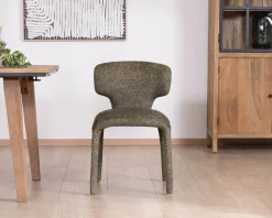 Lot de 2 chaises de repas habillage intégral esprit design “Milano” en tissu chiné vert kaki