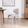 Lot de 2 chaises de repas contemporaines “Milano” en tissu chiné gris clair à habillage intégral