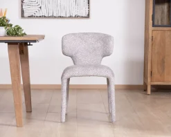 Lot de 2 chaises de repas contemporaines “Milano” en tissu chiné gris clair à habillage intégral