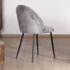 Lot de 4 chaises de repas contemporaines en velours côtelé gris "Bellot"