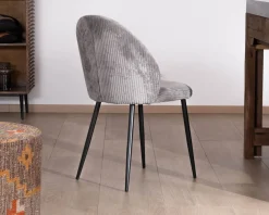 Lot de 4 chaises de repas contemporaines en velours côtelé gris "Bellot"