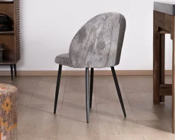 Lot de 4 chaises de repas contemporaines en velours côtelé gris "Bellot"