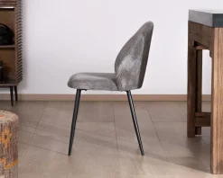 Lot de 4 chaises de repas contemporaines en velours côtelé gris 