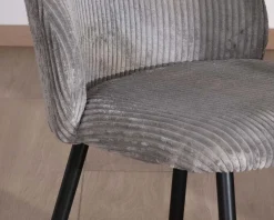 Lot de 4 chaises de repas contemporaines en velours côtelé gris 