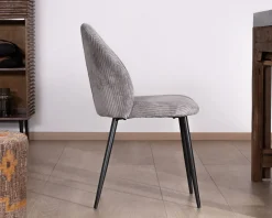 Lot de 4 chaises de repas contemporaines en velours côtelé gris 