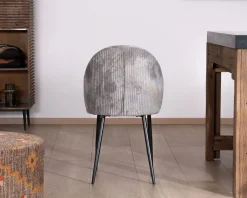 Lot de 4 chaises de repas contemporaines en velours côtelé gris 