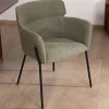 Lot de 2 chaises de repas en tissu kaki et pieds métal "Riméno"