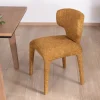 Lot de 2 chaises de repas design “Milano” revêtement intégral tissu jaune moutarde