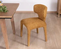 Lot de 2 chaises de repas design “Milano” revêtement intégral tissu jaune moutarde