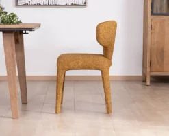Lot de 2 chaises de repas design “Milano” revêtement intégral tissu jaune moutarde