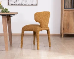 Lot de 2 chaises de repas design “Milano” revêtement intégral tissu jaune moutarde