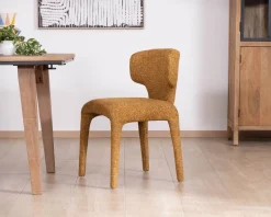 Lot de 2 chaises de repas design “Milano” revêtement intégral tissu jaune moutarde