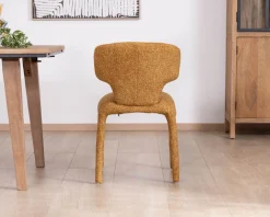 Lot de 2 chaises de repas design “Milano” revêtement intégral tissu jaune moutarde
