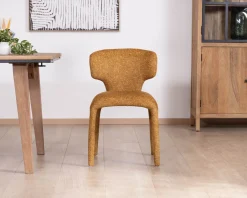 Lot de 2 chaises de repas design “Milano” revêtement intégral tissu jaune moutarde