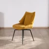 Lot de 2 chaises de repas design vintage "Niko" tissu jaune moutarde
