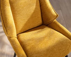 Lot de 2 chaises de repas design vintage "Niko" tissu jaune moutarde