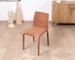 Lot de 4 chaises de repas empilables “Otto” design épuré avec habillage intégral en tissu terracotta