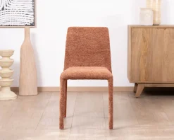 Lot de 4 chaises de repas empilables “Otto” design épuré avec habillage intégral en tissu terracotta