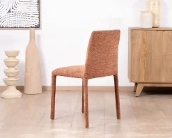 Lot de 4 chaises de repas empilables “Otto” design épuré avec habillage intégral en tissu terracotta