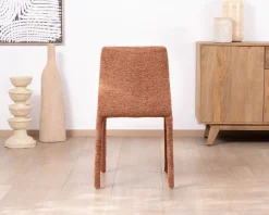 Lot de 4 chaises de repas empilables “Otto” design épuré avec habillage intégral en tissu terracotta