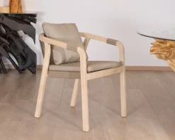 Lot de 2 chaises de repas confort et design en teck recyclé "Eole"