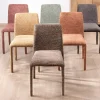 Lot de 4 chaises de repas contemporaines “Otto” revêtement textile intégral en tissu vert sauge chiné