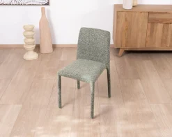 Lot de 4 chaises de repas contemporaines “Otto” revêtement textile intégral en tissu vert sauge chiné