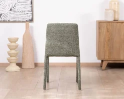 Lot de 4 chaises de repas contemporaines “Otto” revêtement textile intégral en tissu vert sauge chiné