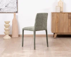 Lot de 4 chaises de repas contemporaines “Otto” revêtement textile intégral en tissu vert sauge chiné