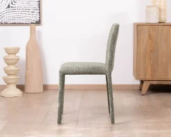 Lot de 4 chaises de repas contemporaines “Otto” revêtement textile intégral en tissu vert sauge chiné