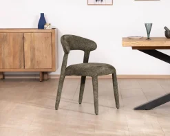 Lot de 2 chaises de repas design recouvrement total en tissu bouclettes kaki 