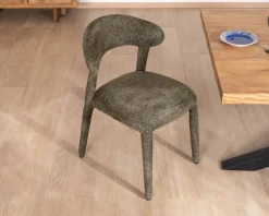 Lot de 2 chaises de repas design recouvrement total en tissu bouclettes kaki 