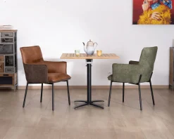 Lot de 2 chaises de repas look rétro "Lokka" bi-matière vert