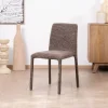 Lot de 4 chaises de repas contemporaines en tissu cacao tramé “Otto” revêtement intégral et lignes épurées