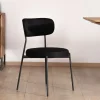 Lot de 2 chaises de repas style rétro en tissu noir et pieds métal "Lato"