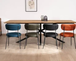 Lot de 2 chaises de repas style rétro en tissu noir et pieds métal "Lato"