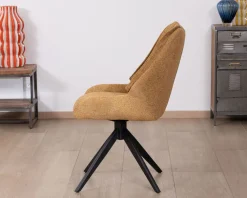 Lot de 2 chaises de repas pivotantes et matelassée en tissu moutarde "Webber"