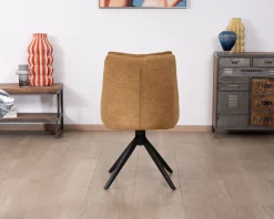 Lot de 2 chaises de repas pivotantes et matelassée en tissu moutarde 