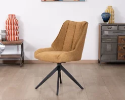Lot de 2 chaises de repas pivotantes et matelassée en tissu moutarde 