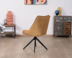 Lot de 2 chaises de repas pivotantes et matelassée en tissu moutarde 