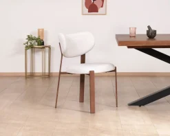 Lot de 2 chaises de repas empilables esprit rétro en tissu tramé blanc 