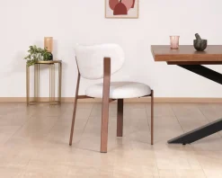 Lot de 2 chaises de repas empilables esprit rétro en tissu tramé blanc 