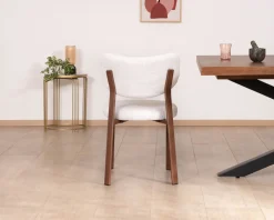 Lot de 2 chaises de repas empilables esprit rétro en tissu tramé blanc 