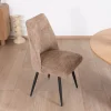 Lot de 2 chaises de repas contemporaines matelassées en tissu bouclette grège "Ondine"