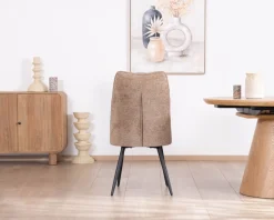 Lot de 2 chaises de repas contemporaines matelassées en tissu bouclette grège 